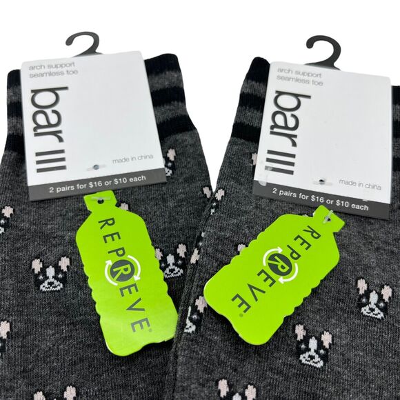 Bar III Men's Bulldog Boxer Frenchie Dog Socks size 7-12 Gray Lot of Three - Picture 3 of 15